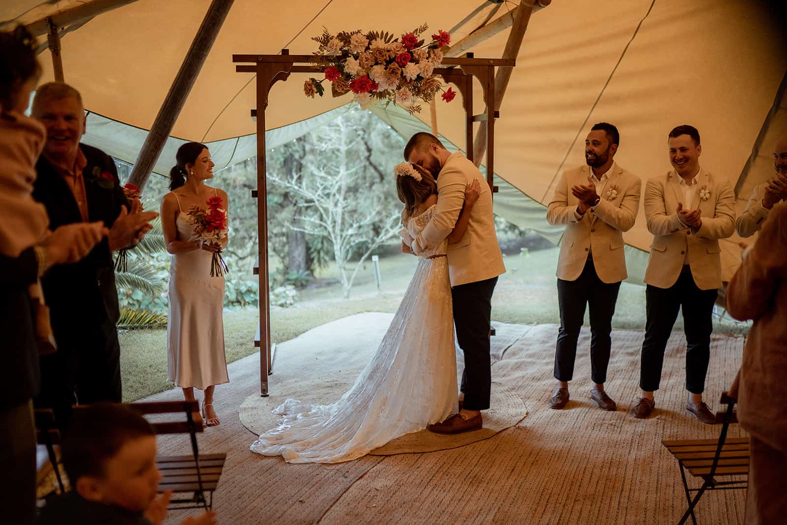 rainy day ceremony inside tipi