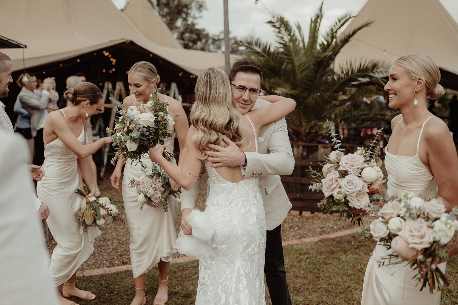 Gorgeous tipi farm wedding, just married
