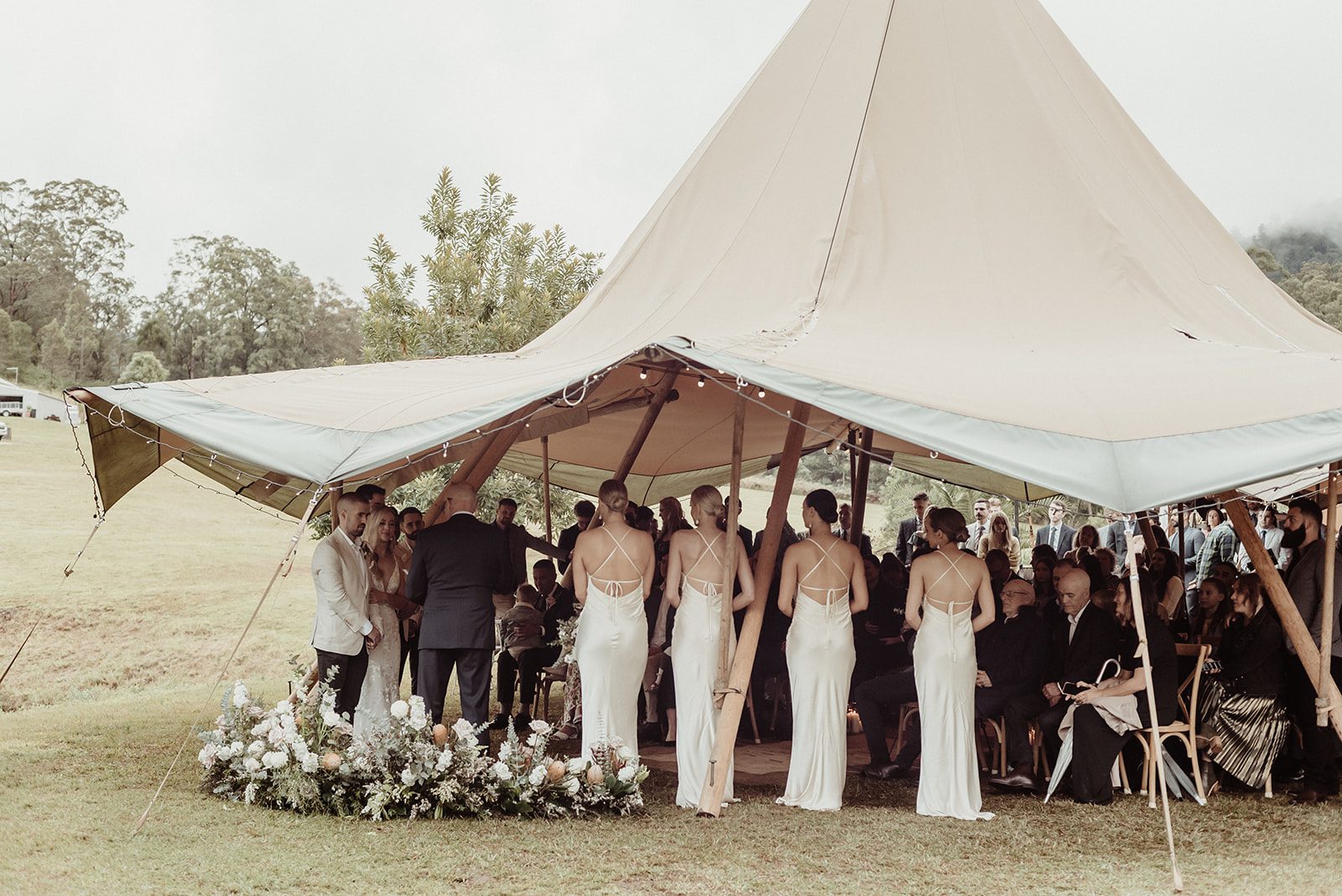 wedding ceremony under the tipis