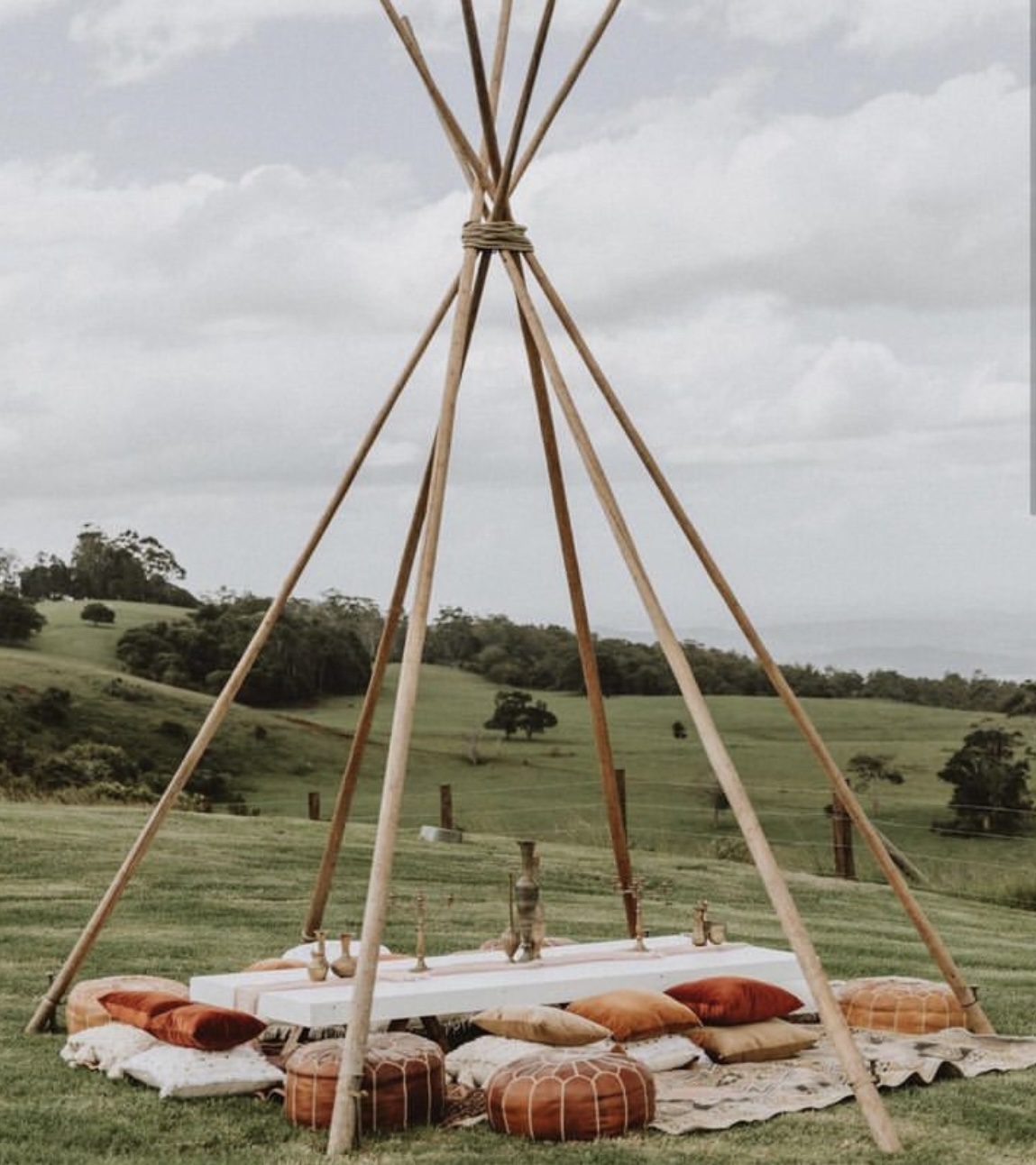Tipi set up for wedding elopement picnic